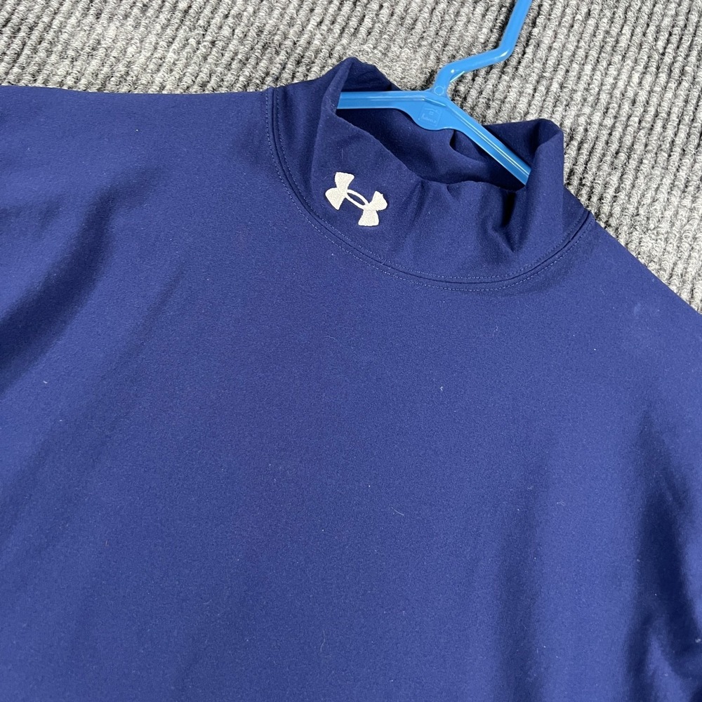 Under Armour Compression Top Womens Large Blue Mock Neck Long Sleeve Training